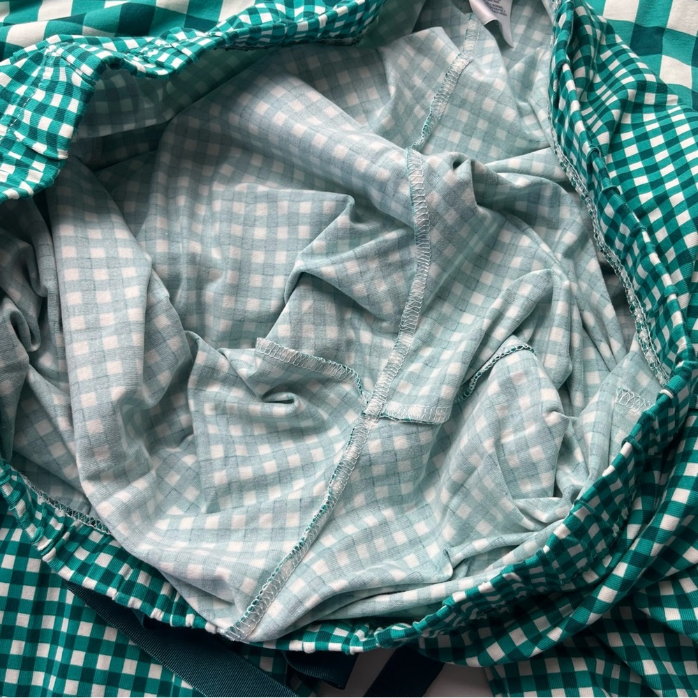 Draper James x Lands’ End Green White Checker Gingham Women 1X 16W - 18W Pajamas - Picture 11 of 13